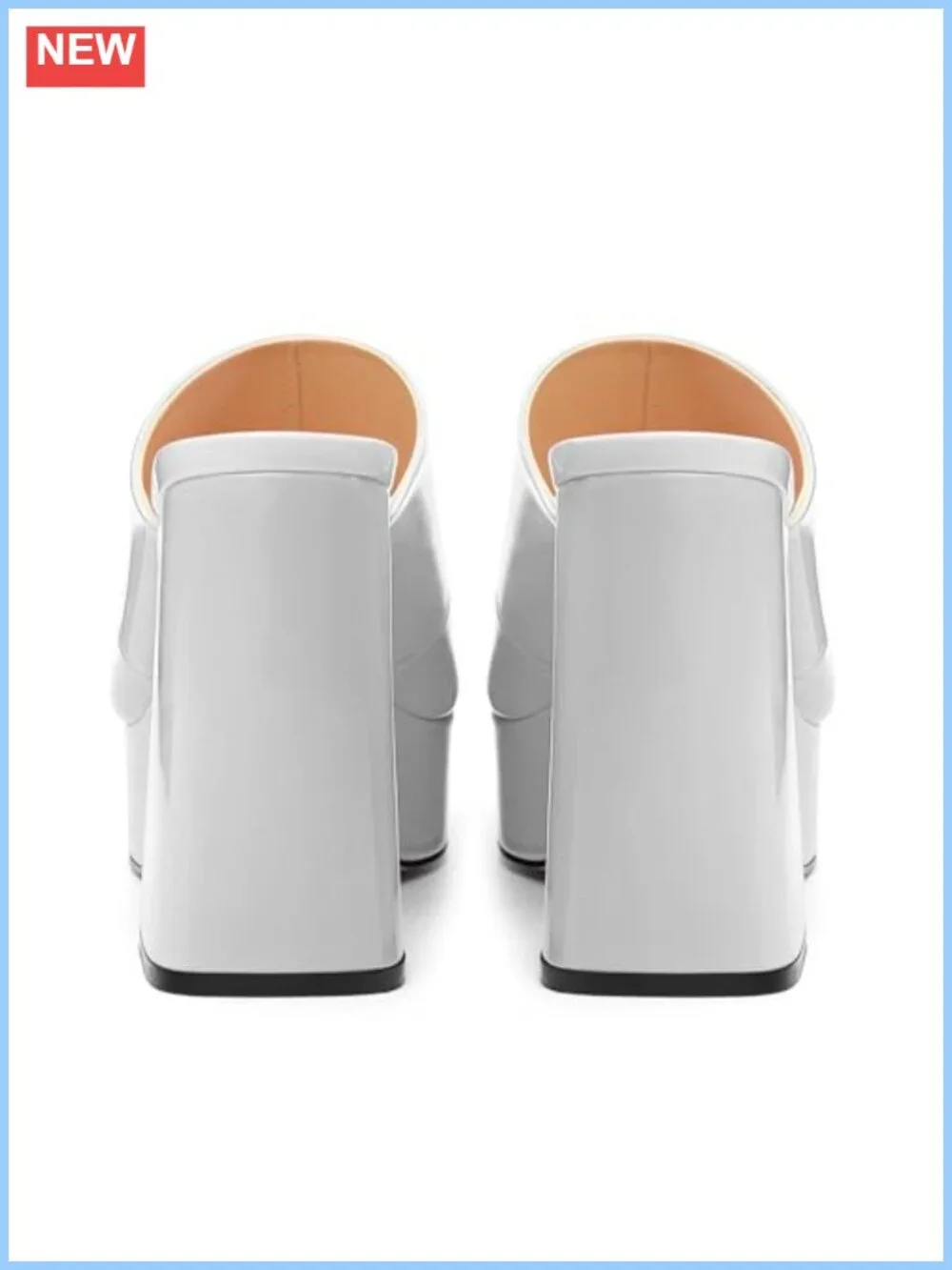 Women Square Open Toe Platform Chunky Heel Slide Sandals Slip On 4.7